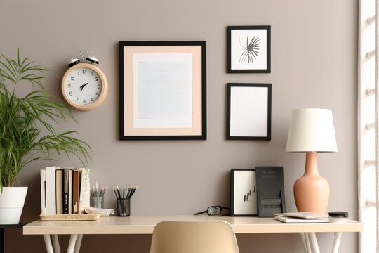 Mockup Picture Frame in Home Office using generative AI