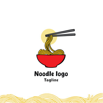 chopsticks  ramen noodles logo vector