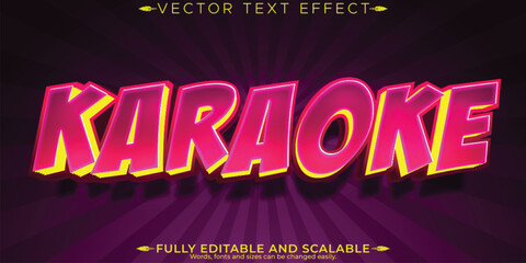 Karaoke music text effect, editable party and disco text style
