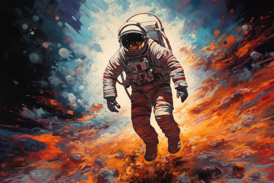Astronaut reaches the outer space and explore beyond our celestial boundaries, vivid picture of the next frontier in space exploration