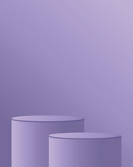 3D realistic purple podiums on a purple background. Abstract minimal product demo. 3D vector platforms, eps 10.
