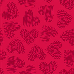 Cute seamless pattern with hand-drawn hearts. Heart pattern. Modern vector flat illustration.