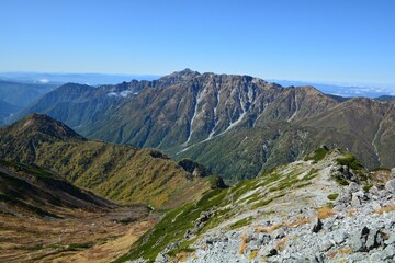 Fototapeta premium 北アルプス 槍ヶ岳から望む笠ヶ岳