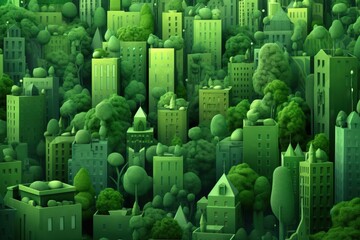 Obraz premium 2D of Green and Sustainable Green City Background using generative AI 