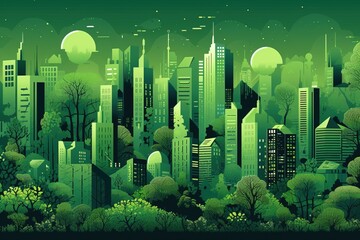 2D of Green and Sustainable Green City Background using generative AI 