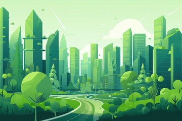 2D of Green and Sustainable Green City Background using generative AI 