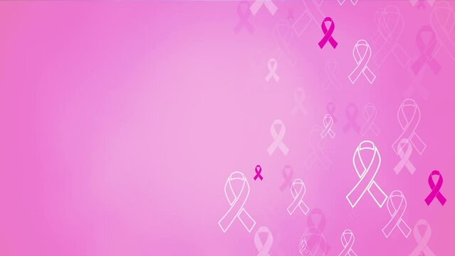 Pink awareness ribbon background animation for breast cancer campaign with seamless loop