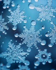 A close up snowflake illustration. Generative AI. 