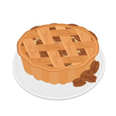 Delicious pecan pie vector illustration logo