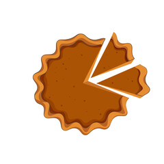 Vector illustration logo of custard pie or cut pumpkin pie