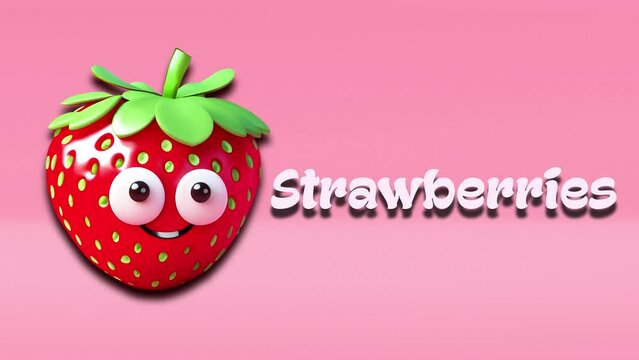Strawberries animation video, introduction to fruit names for children with 4K resolution.