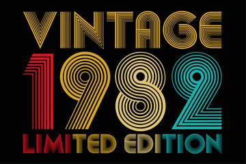 Vintage 1982 Birthday Funny Shirt Design