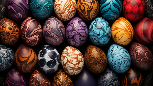 easter eggs in a row HD 8K wallpaper Stock Photographic Image 