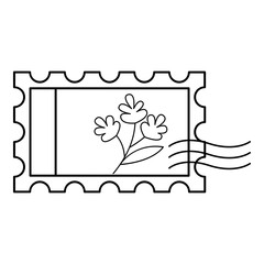 Postage stamp line art. Vector illustration with post office theme and line art vector style. Editable vector.