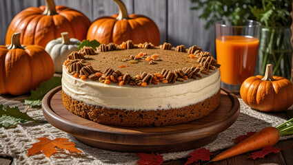 pumpkin pie with leaves,
Pumpkin Cake Frame With Crushed Ginger ,
Vegan homemade carrot cake ,
Homemade Pumpkin Pie with Autumn Leaves"
"Fall Delight: Pumpkin Pie and Seasonal Leaves