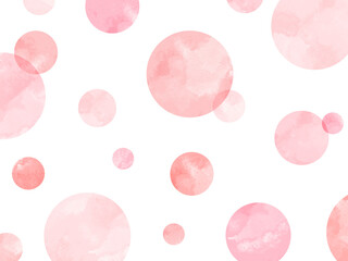 水玉模様の水彩背景  ピンク