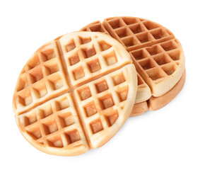 Sweet tasty Belgian waffles isolated on white