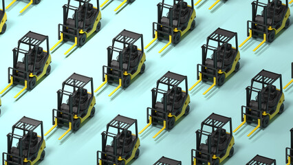 forklift pattern on blue background. © yoko ishiyama