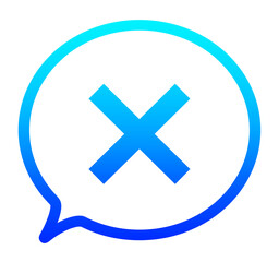 Obraz premium 青いグラデーションのバツマークと吹き出し