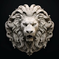 Lion face carved in marble