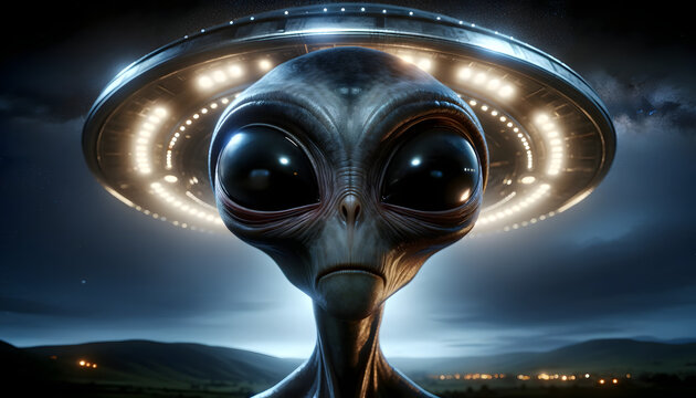 Alien Ufo im Weltall Raumschiff Generative AI