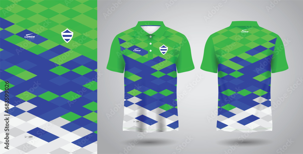 Wall mural blue and green polo sport sublimation jersey template - Wall murals