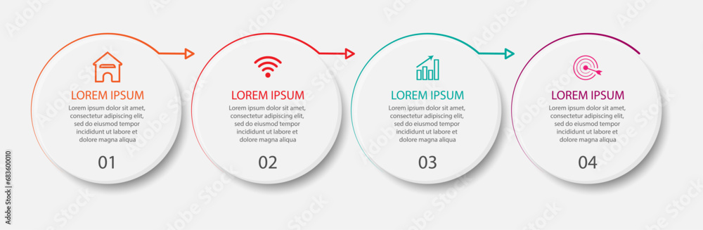 Aufkleber vector infographic thin line circuler design label with icons template.inforgraphic template. busine