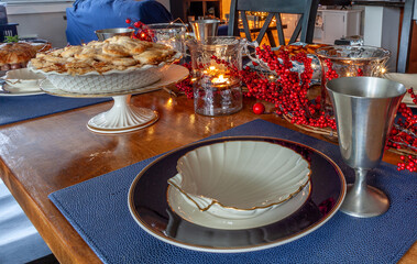 Homemade gourmet apple pie on a holiday table