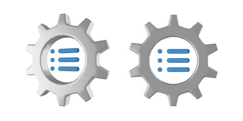 3d menu setting, content management system 3d render icon illustration, high quality render, transparent background