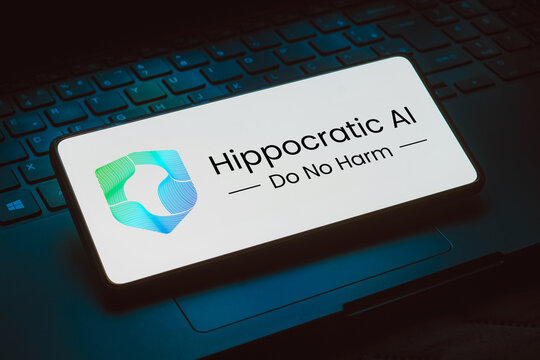 November 24, 2023, Brazil. In this photo illustration, the Hippocratic AI logo is displayed on a smartphone screen.
