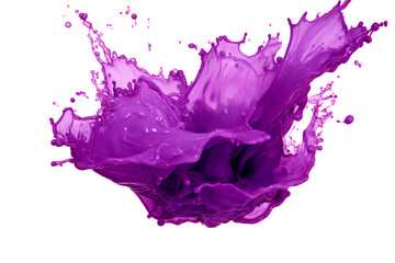 powerful explosion of splash purple water, white lighting on white isolated background