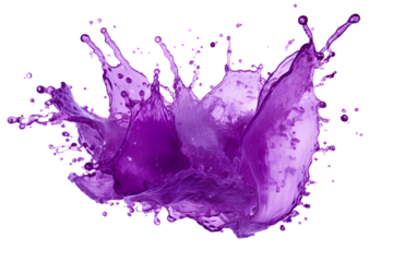 powerful explosion of splash purple water, white lighting on white isolated background