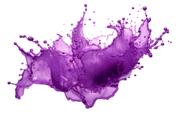 powerful explosion of splash purple water, white lighting on white isolated background
