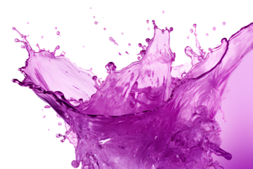 powerful explosion of splash purple water, white lighting on white isolated background