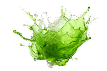 powerful explosion of splash green water, white lighting on white isolated background