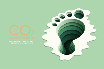Carbon Footprint icon. Ecology and environment sustainable development concept design. Paper cut vector illustration.