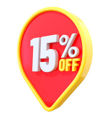15 Percent Sticker Discount Sale Off 3d
