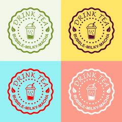 Boba logo design bubble tea macha template