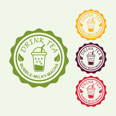 Bubble tea logo set design illustration template
