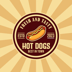 Hot dog logo badge template design