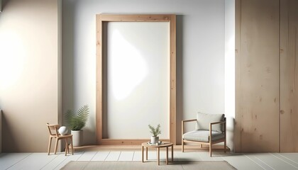 Mockup poster frame close up, Minimal Scandinavian style, 3d render