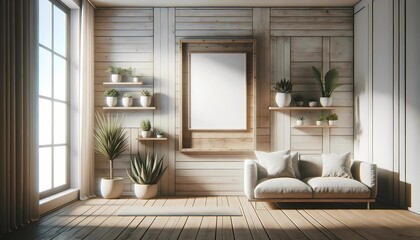Mockup poster frame close up, Minimal Scandinavian style, 3d render