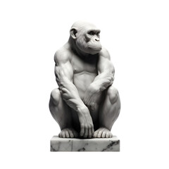 Chimp Marble Statue Illustration Art With a Transparent Background Generative AI.