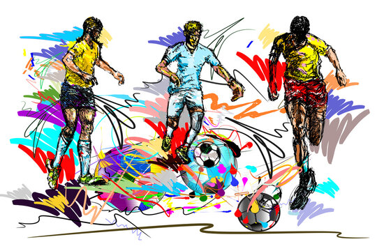 sketch drawing football brush strokes style sport art.