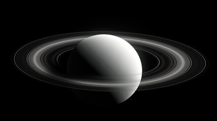 Saturn rings space wallpaper, background backdrop, black and white color