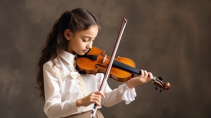 School musician kid play violin, music instrument - obrazy, fototapety, plakaty