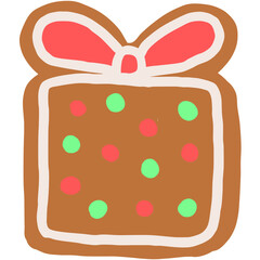 gingerbread gift box line art drawing