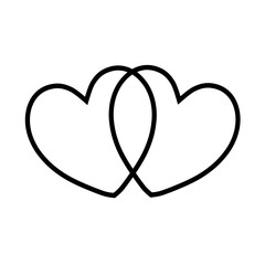 Two black outlines of hearts