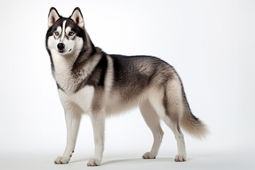 Fototapeta premium Siberian Husky left side view portrait. Adorable canine studio photography.