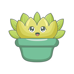 Cute Cactus Character Design Illustration
